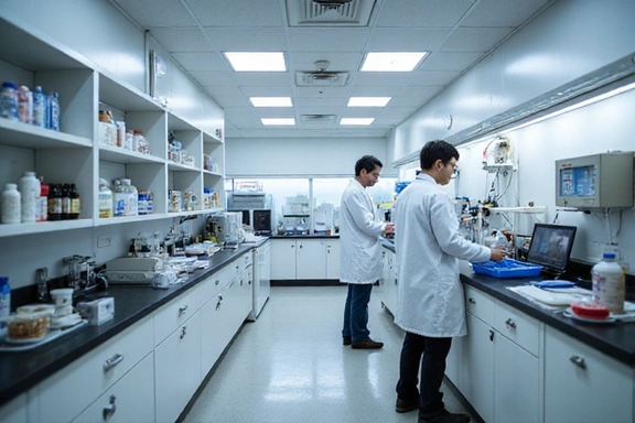 ภาพแสดงกระบวนการผลิตในห้องปฏิบัติการที่สะอาดและทันสมัย